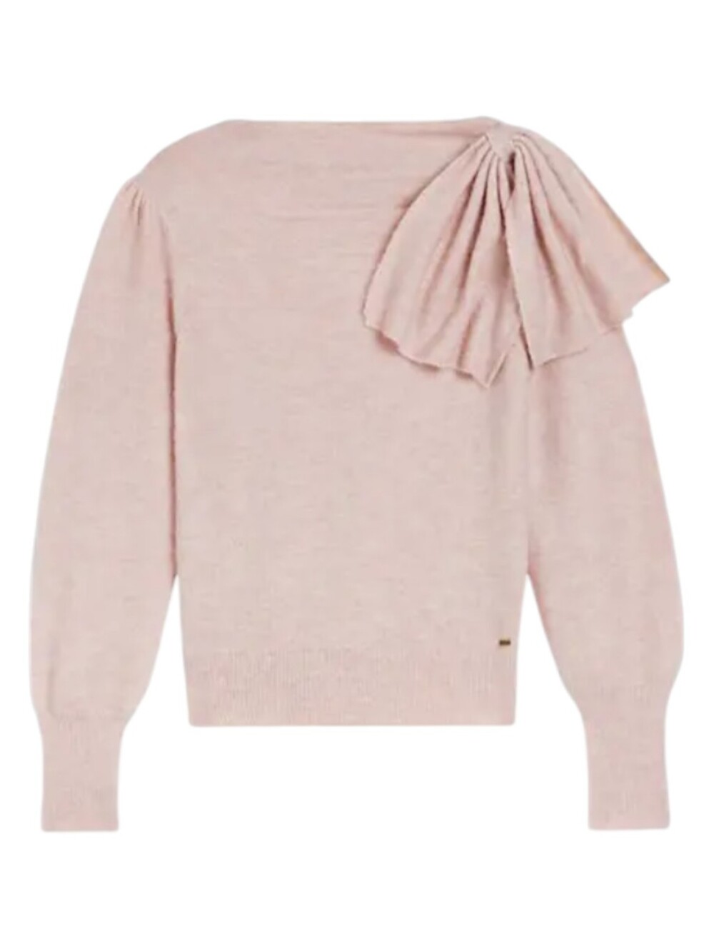 Ted Baker Bow Shoulder Cowl Neck Sweater | Size 1 (US 4) | Pink Mohair Wool